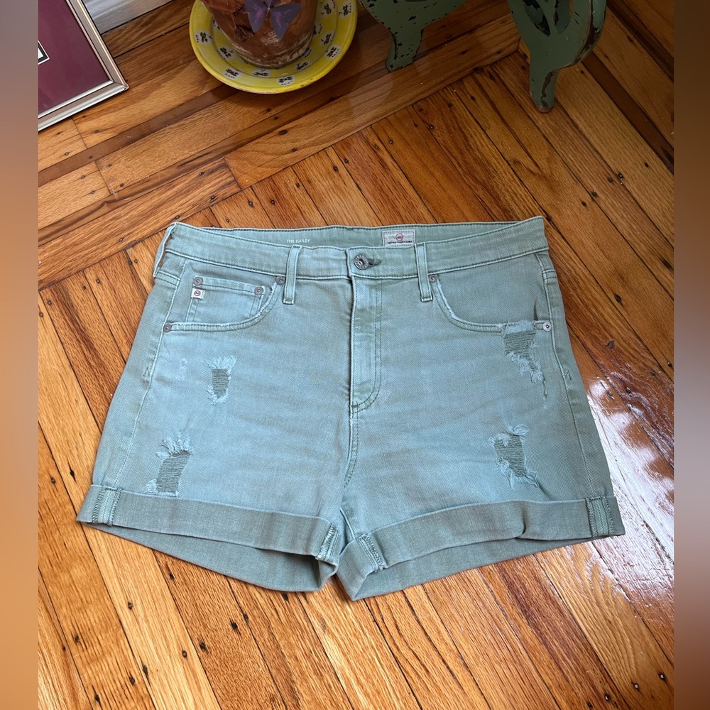 AG Adriano Goldschmied Mid Rise Sage Denim Shorts